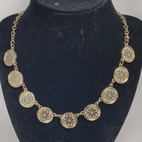 Charter Club Gold-Tone Flower Necklace with Glitter Medallion Frontal - Women - Picture 3 of 7